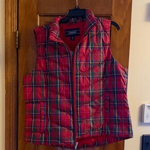 Lands' End Vibrant Plaid Puffer Vest